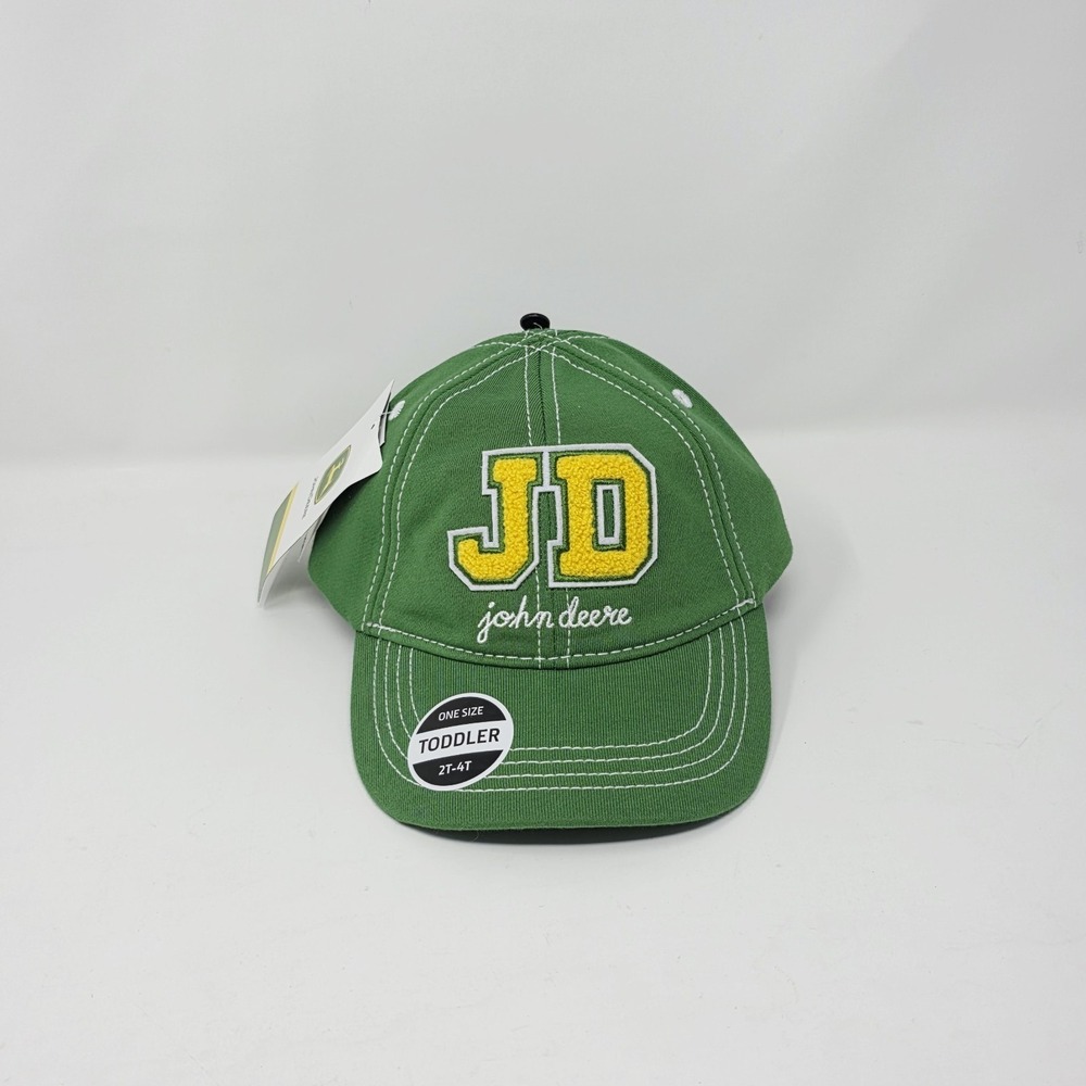John Deere Youth Toddler Hat Elastic 2-4 Years Embroidered JD Logo Green Yellow